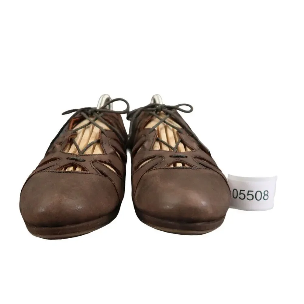 Gentle Souls Shoes Womens 8 Wedge Sandal Lace Up Comfort Classic Leather Brown